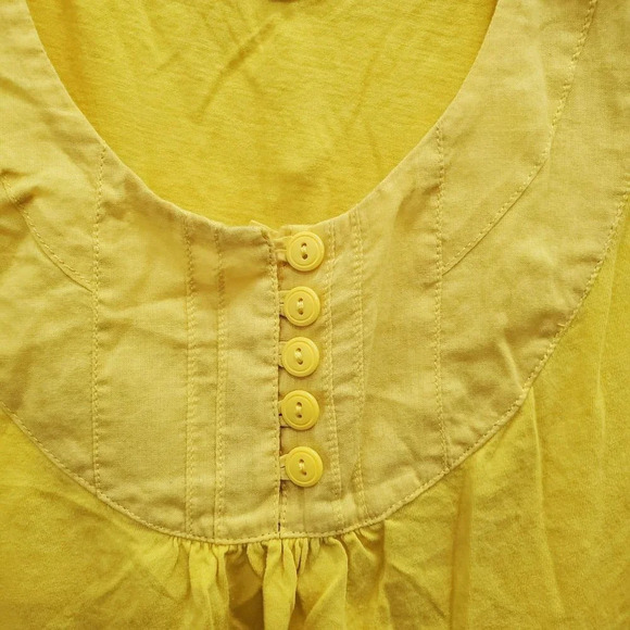 Fossil Women's Bright Yellow Henley Neck Modal Blend Spring Sleeveless Top Sz S - Picture 2 of 5
